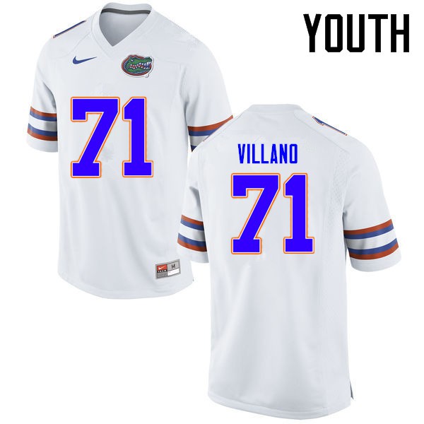 Florida Gators Youth #71 Nick Villano College Football Jerseys White